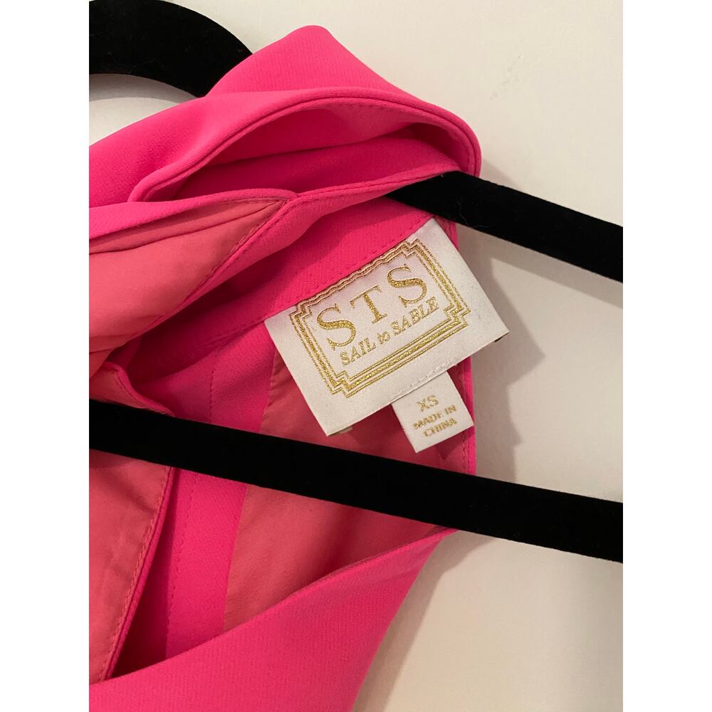 STS Sail to Sable Hot Pink Cowl High Neck Sleeveless Dress Button back EUC XS - Picture 5 of 9